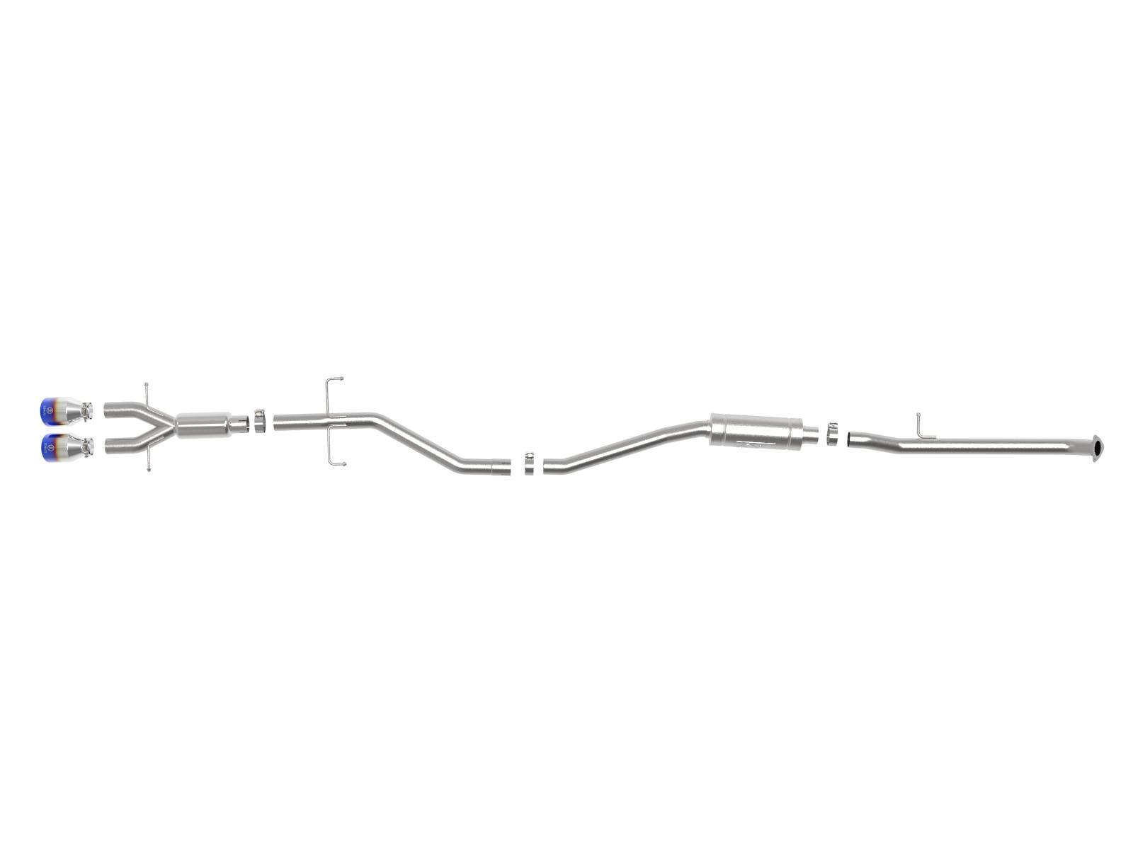 AFE Takeda 2-1/2 IN 304 Stainless Steel Cat-Back Exhaust System w/ Blue Flame Tip (Honda Civic Si Sedan 17-20 L4-1.5L (t)) - 49-36619-L