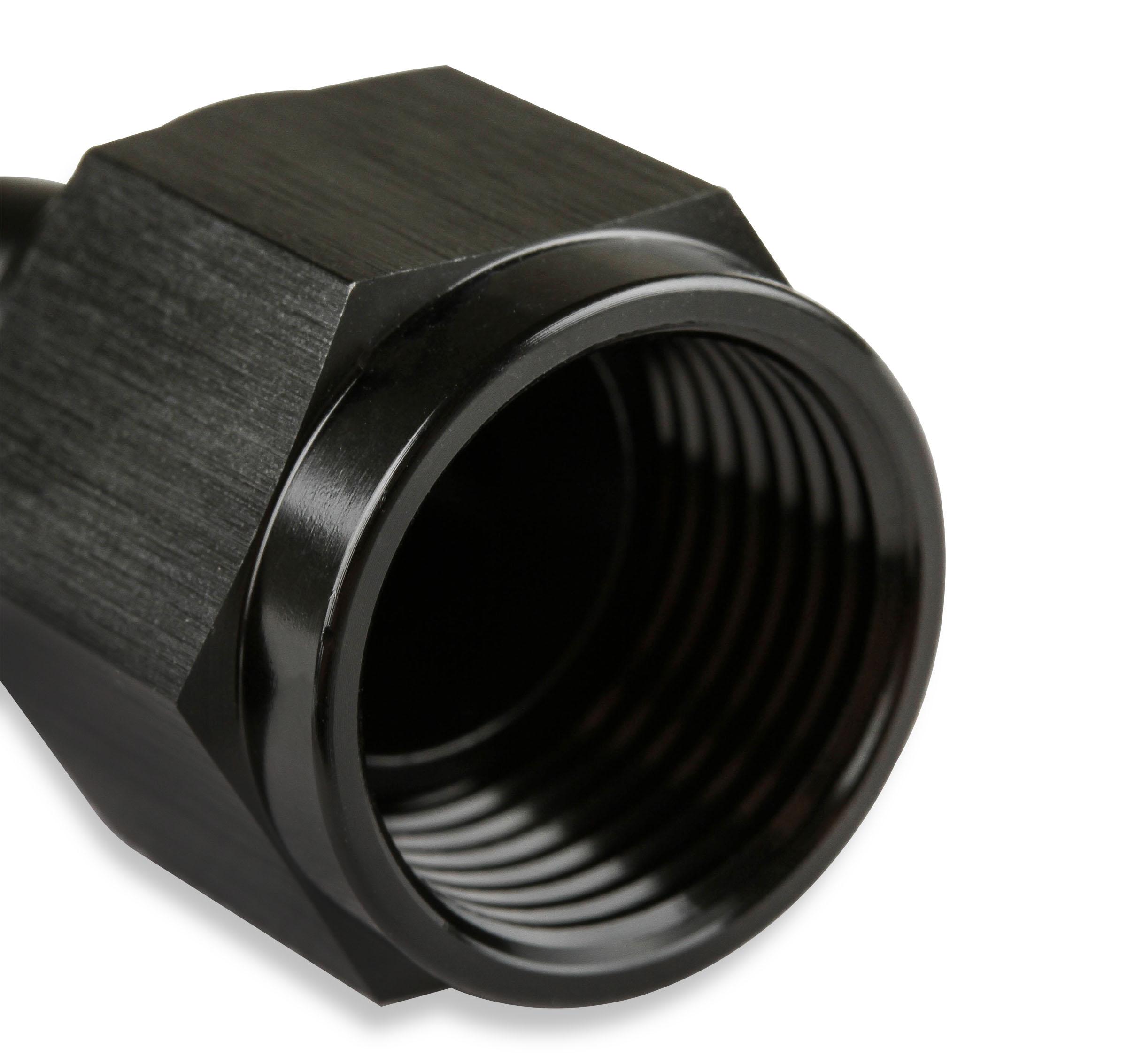 Mr. Gasket -6 AN 45 Degree Swivel Hose End - Black.  - 224506-BL