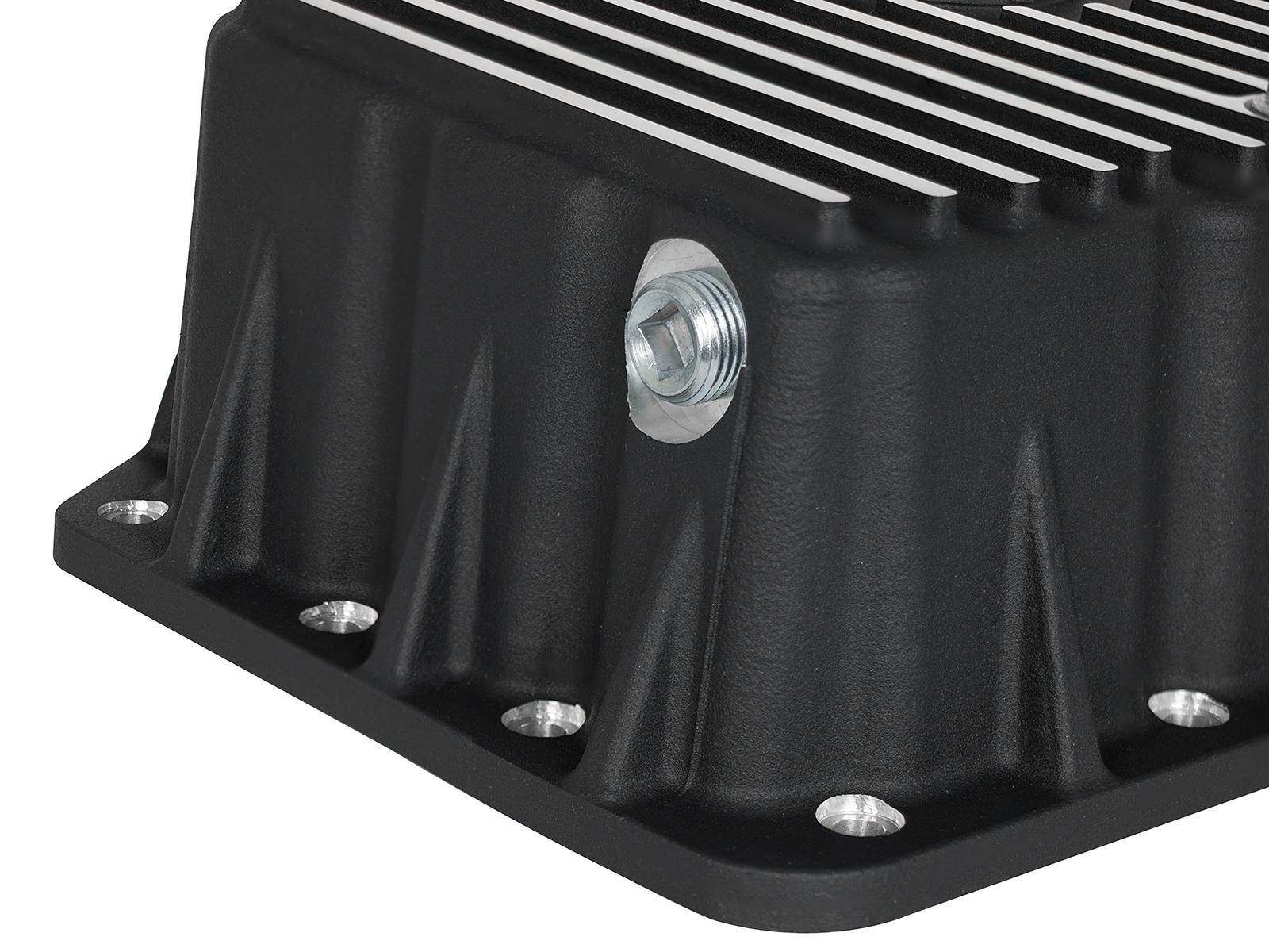 aFe POWER Pro Series Engine Oil Pan Black w/ Machined Fins (2011-2021 F-250 Super Duty, F-350 Super Duty) - 46-70322
