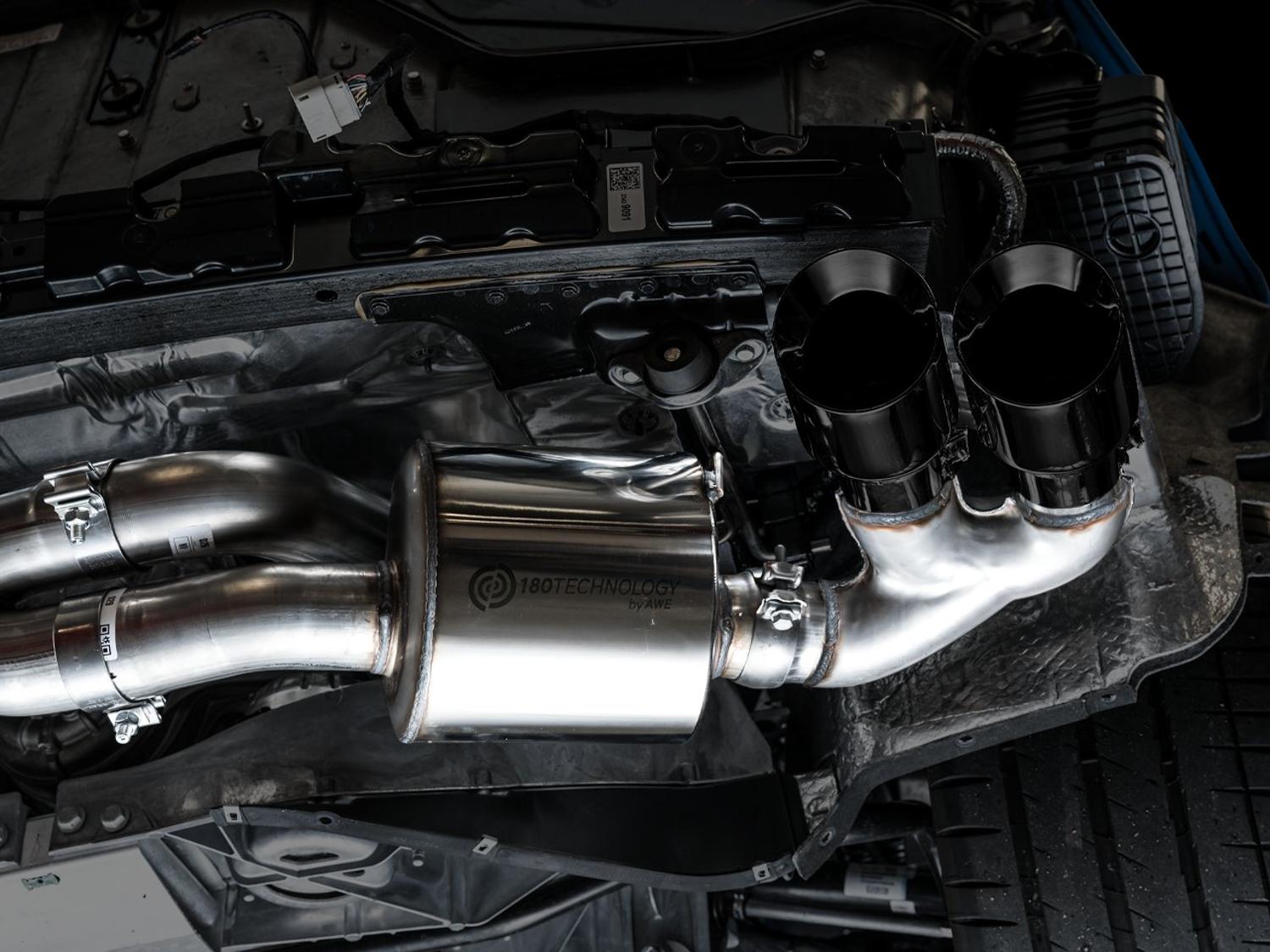 AWE Touring Edition Exhaust - Quad Diamond Black Tips (2020-2024 Corvette C8) - 3015-43159