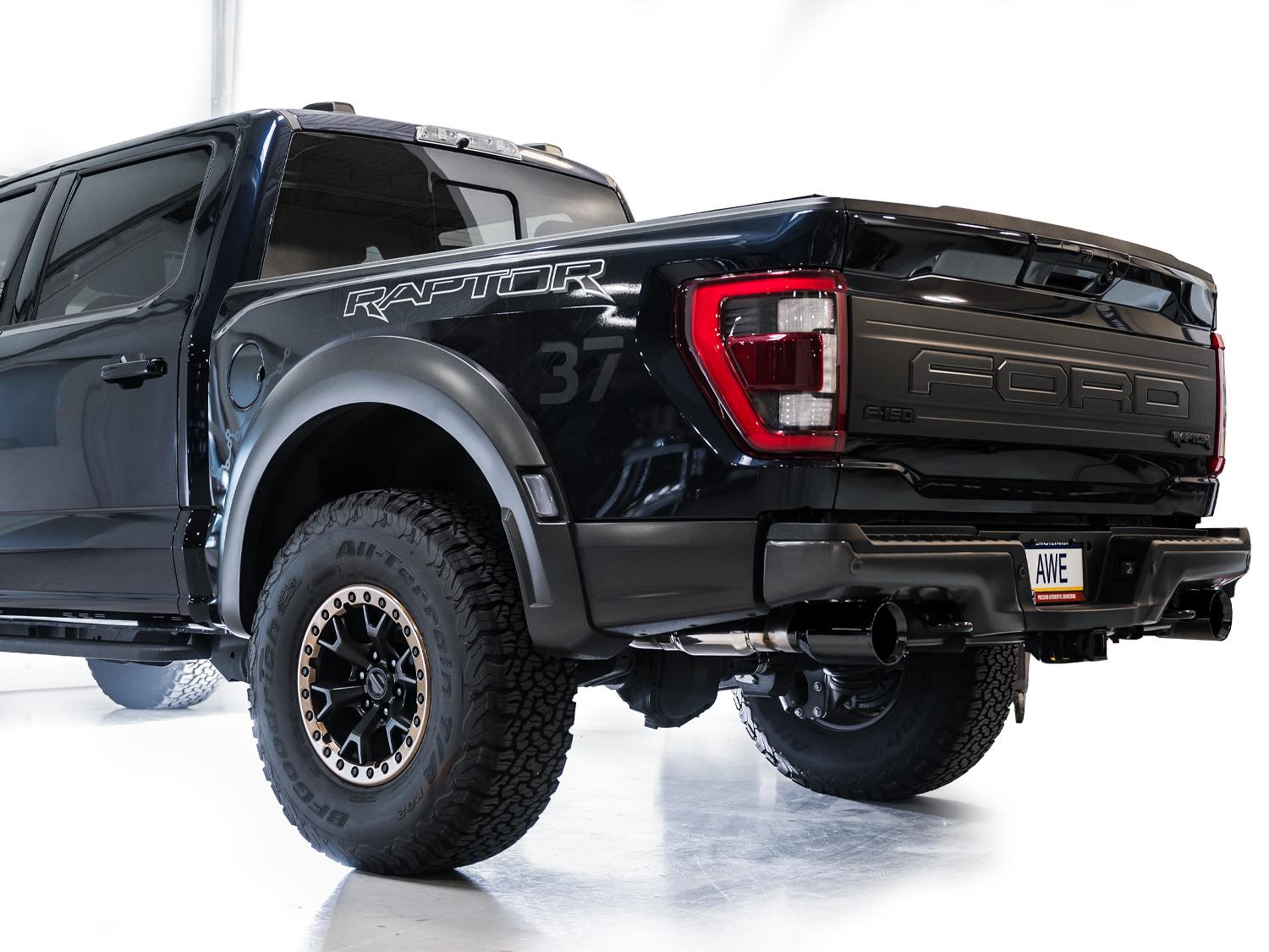 AWE SwitchPath Exhaust - Diamond Black Tips (2021-2023 F-150 Raptor 3.5L) - 3025-33356