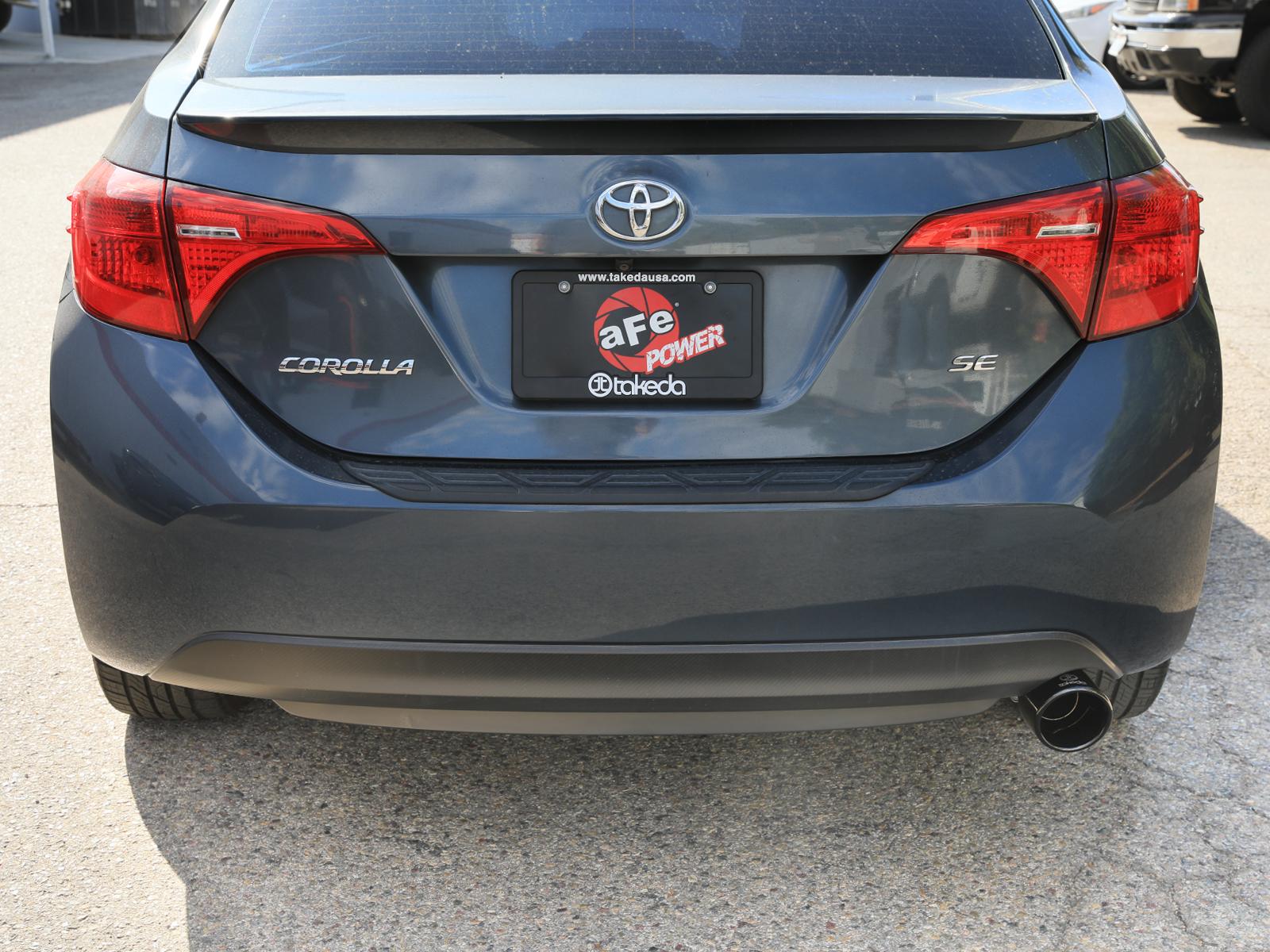 AFE Takeda 2-1/2 IN 304 Stainless Steel Axle-Back Exhaust System w/ Black Tip (2014-2019 Corolla) - 49-36083-B