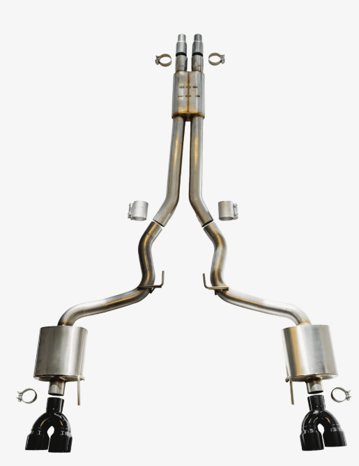 Thermal R&D 3" Catback Exhaust System with 4" Quad Angle Ceramic Coated Tips without Active Exhaust (2018-2023 Mustang GT) - B918-C918-C