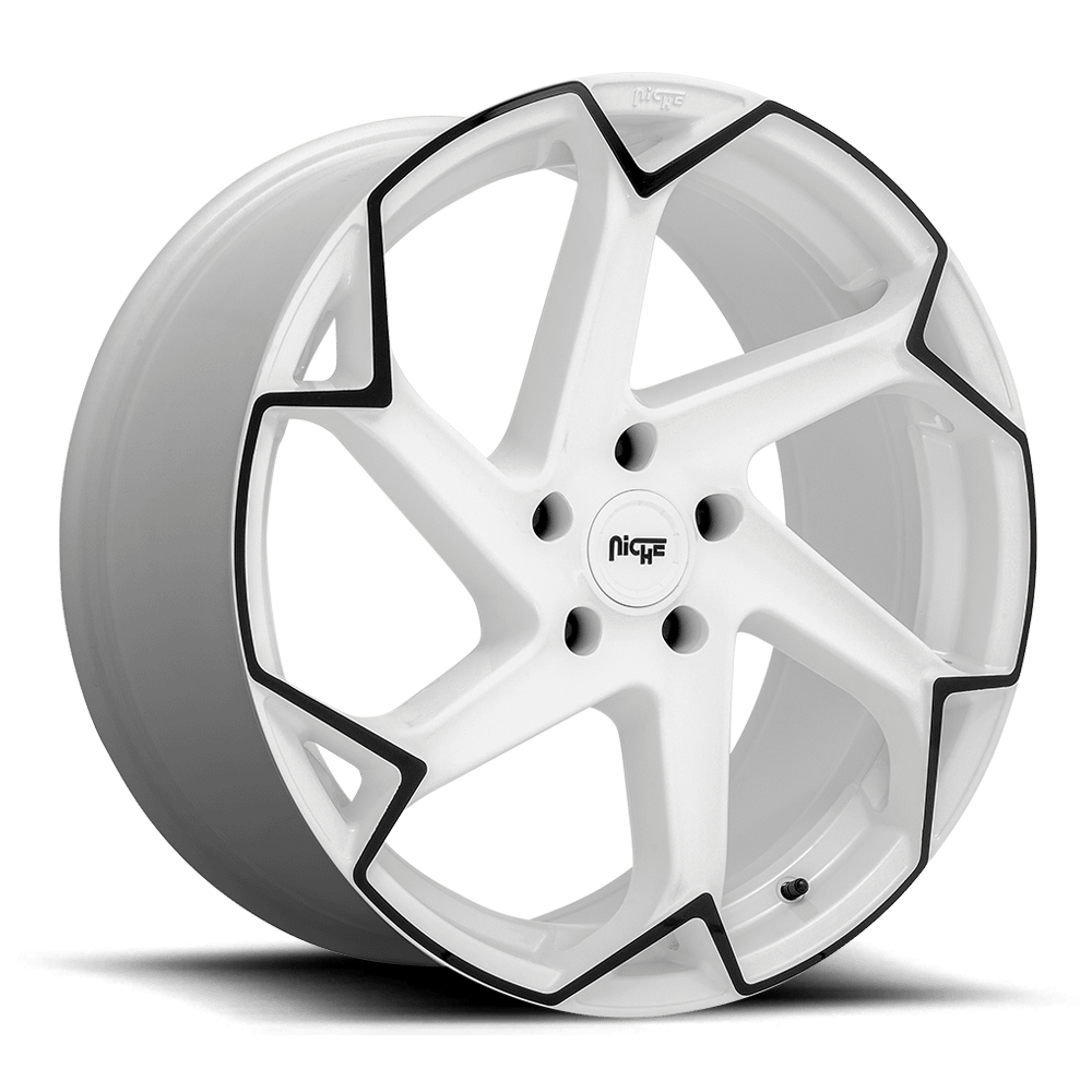 Niche M257 Flash Wheel, 20X9 in Gloss White W/ Black with 5X112 Bolt Pattern and 27 Offset - M257209044+27