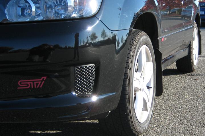 Rally Armor Black Mud Flap/Black Logo (2004-2008 Subaru Forester) - MF5-BAS-BLK