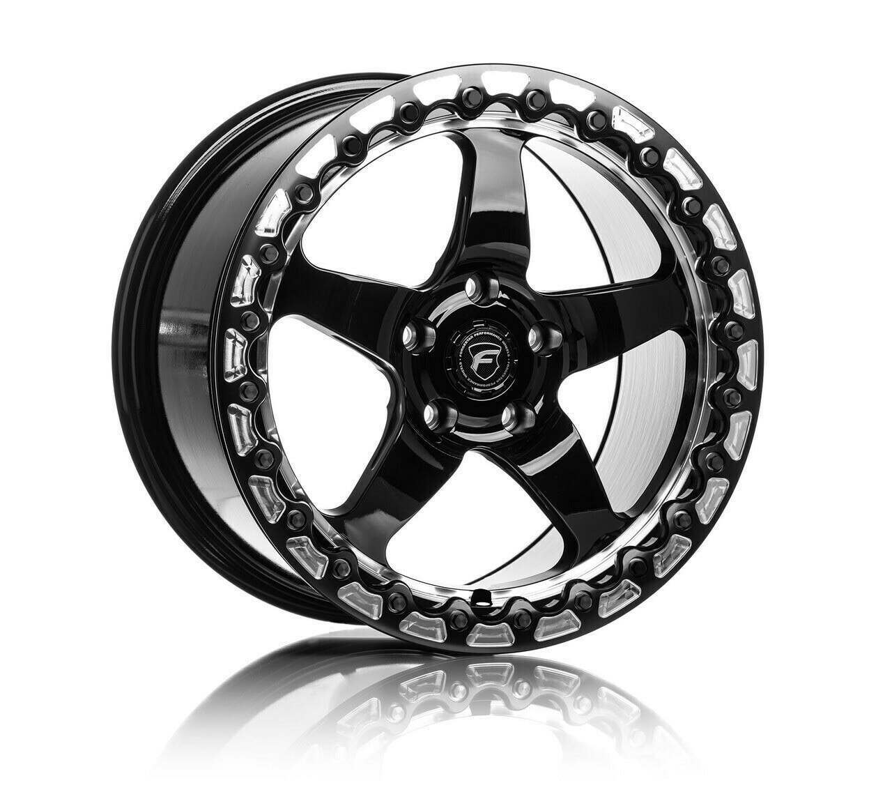 Forgestar 17x10 D5 Beadlock 5x114.3 ET50 BS7.5 Gloss BLK MACH 78.1 - F00170067P50