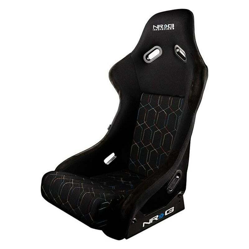 NRG FRP Bucket Seat Multi Color Stitching in Geometric Pattern (Large) - FRP-300-MGEO-BK