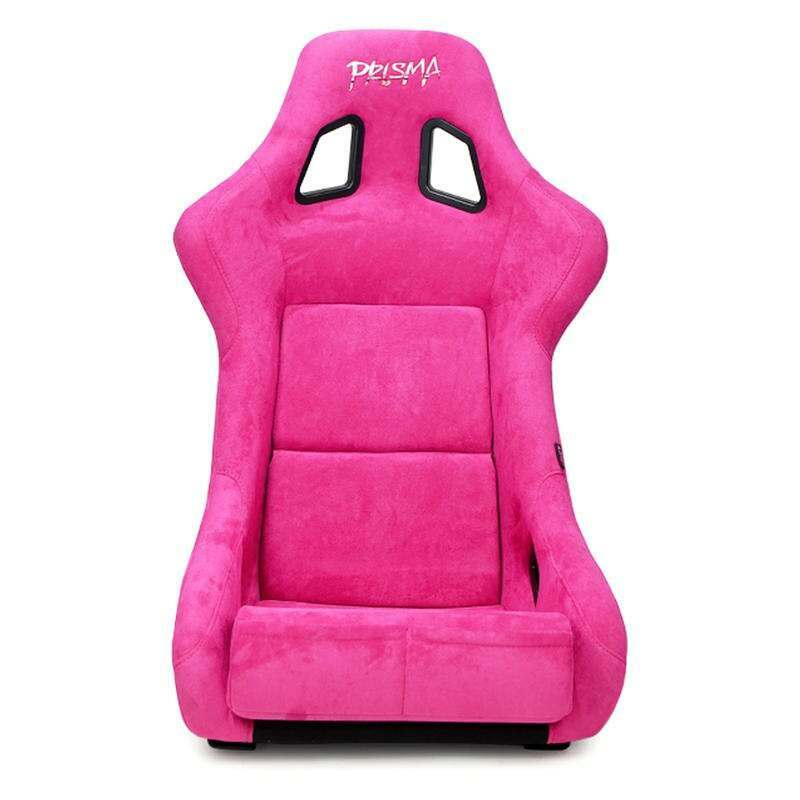 NRG FRP Bucket Seat PRISMA Edition with pearlized back. All Fushia alcantara vegan material w/ phone pockets. (Large) - FRP-302FH-PRISMA
