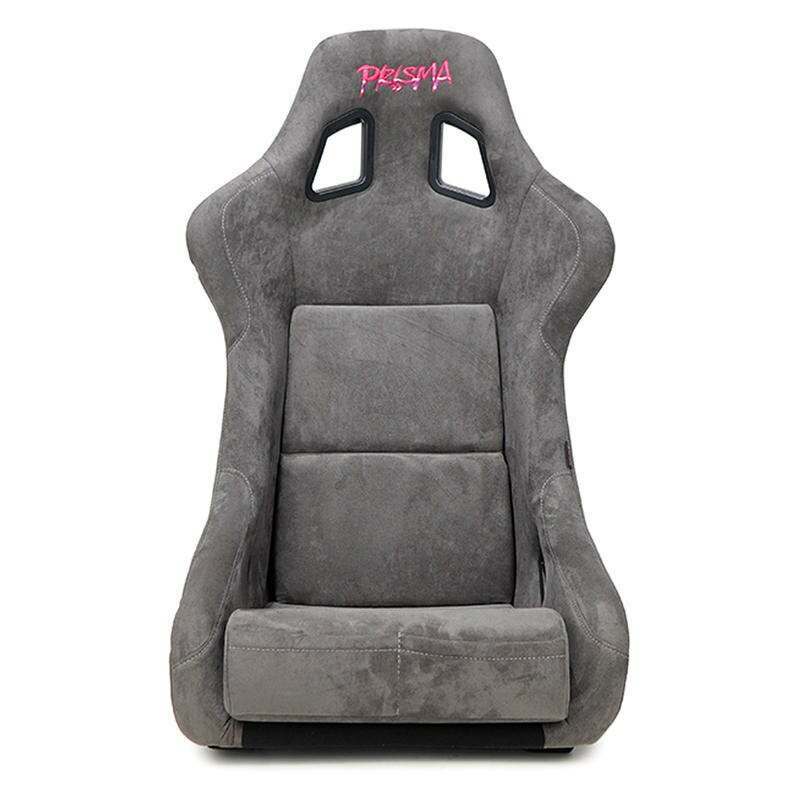 NRG FRP Bucket Seat PRISMA Edition with pearlized back. All Gun Metal alcantara vegan material w/ phone pockets. (Large) - FRP-302GM-PRISMA