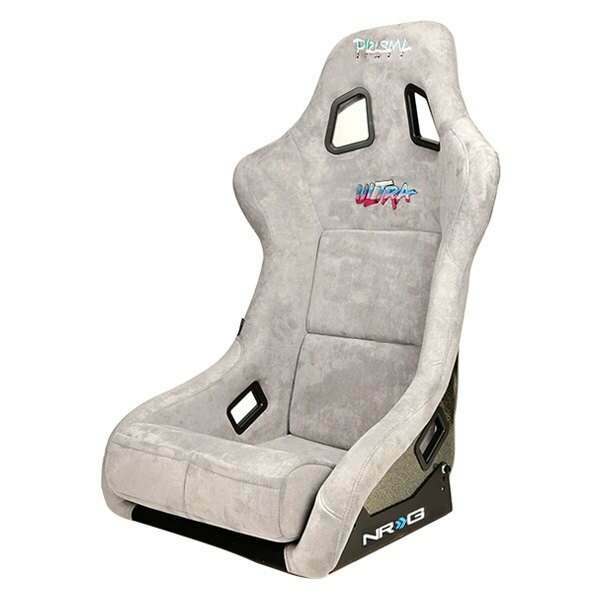 NRG FRP Bucket Seat ULTRA Edition with Grey peralized back, GreyAlcantara material, phone pockets and special ultra embroidery (Medium) - FRP-302GY-ULTRA