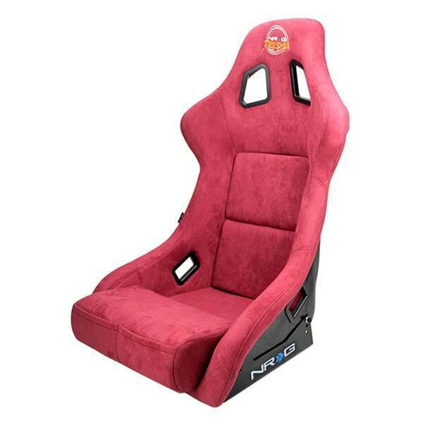 NRG FRP Bucket Seat PRISMA Edition with pearlized back. All Maroon alcantara vegan material w/ phone pockets. (Large) - FRP-302MAR-PRISMA