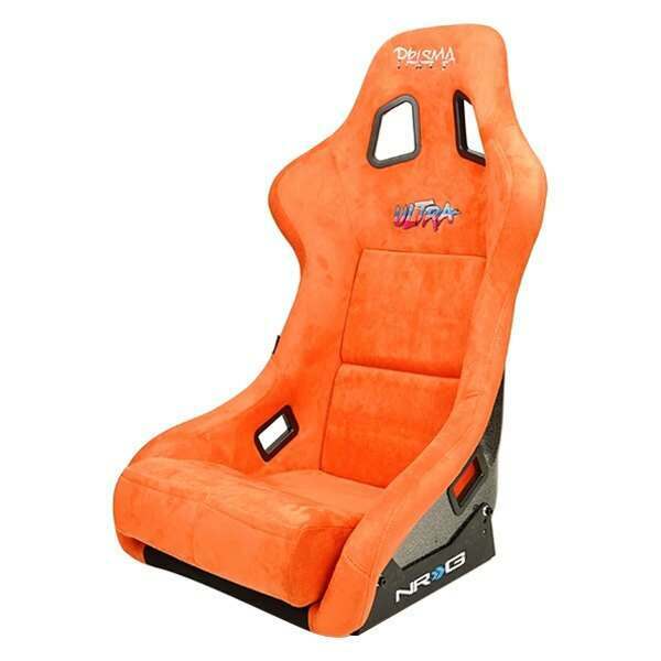 NRG FRP Bucket Seat ULTRA Edition with Grey peralized back, Orange vegan micro fiber material, phone pockets and special ultra embroidery (Large) - FRP-302OR-ULTRA