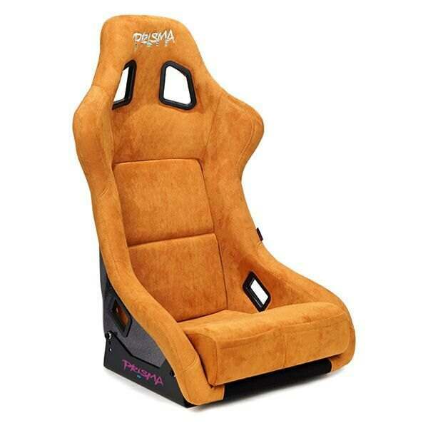 NRG FRP Bucket Seat PRISMA Edition with pearlized back. All Tan alcantara vegan material w/ phone pockets. (Large) - FRP-302TA-PRISMA