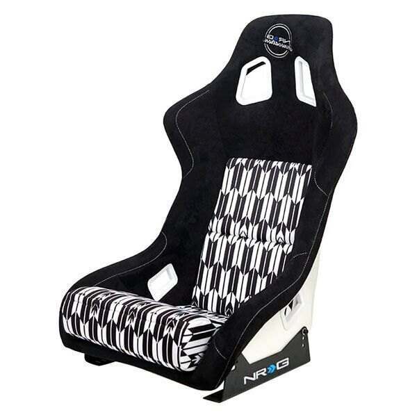 NRG FRP Bucket Seat Vegan Suede with Black and White Yaba Print (Large - FRP-302YABA