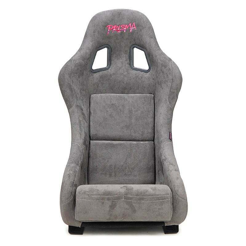 NRG FRP Bucket Seat PRISMA Edition with pearlized back. All Gun Metal alcantara vegan material w/ phone pockets. (Medium) - FRP-303GM-PRISMA