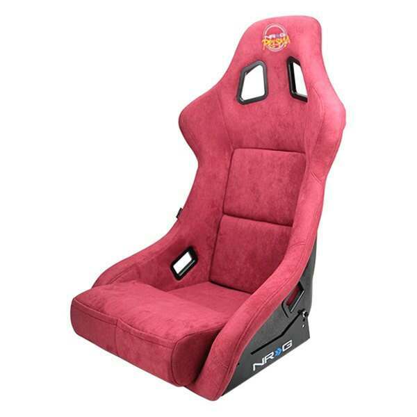 NRG FRP Bucket Seat PRISMA Edition with pearlized back. All Maroon alcantara vegan material w/ phone pockets. (Medium) - FRP-303MAR-PRISMA