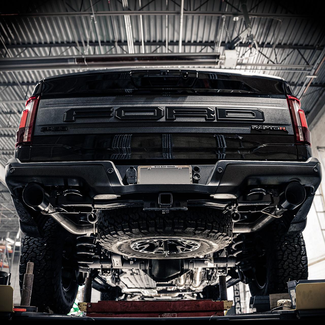 Stainless Works 3" Catback Exhaust System - Dual 4" Matte Black Slash-Cut Conical Tips (2023-2025 F-150 Raptor R 5.2L) - FTR25CB