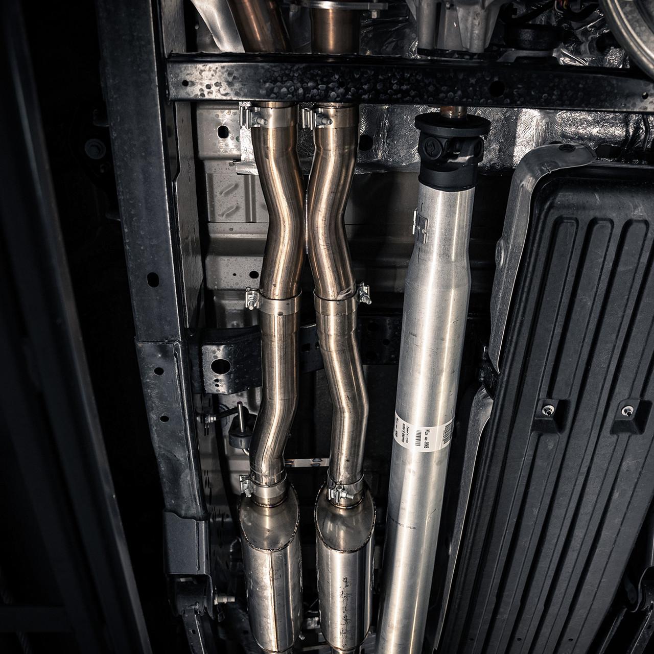 Stainless Works 3" Catback Exhaust System - Dual 4" Matte Black Slash-Cut Conical Tips (2023-2025 F-150 Raptor R 5.2L) - FTR25CB