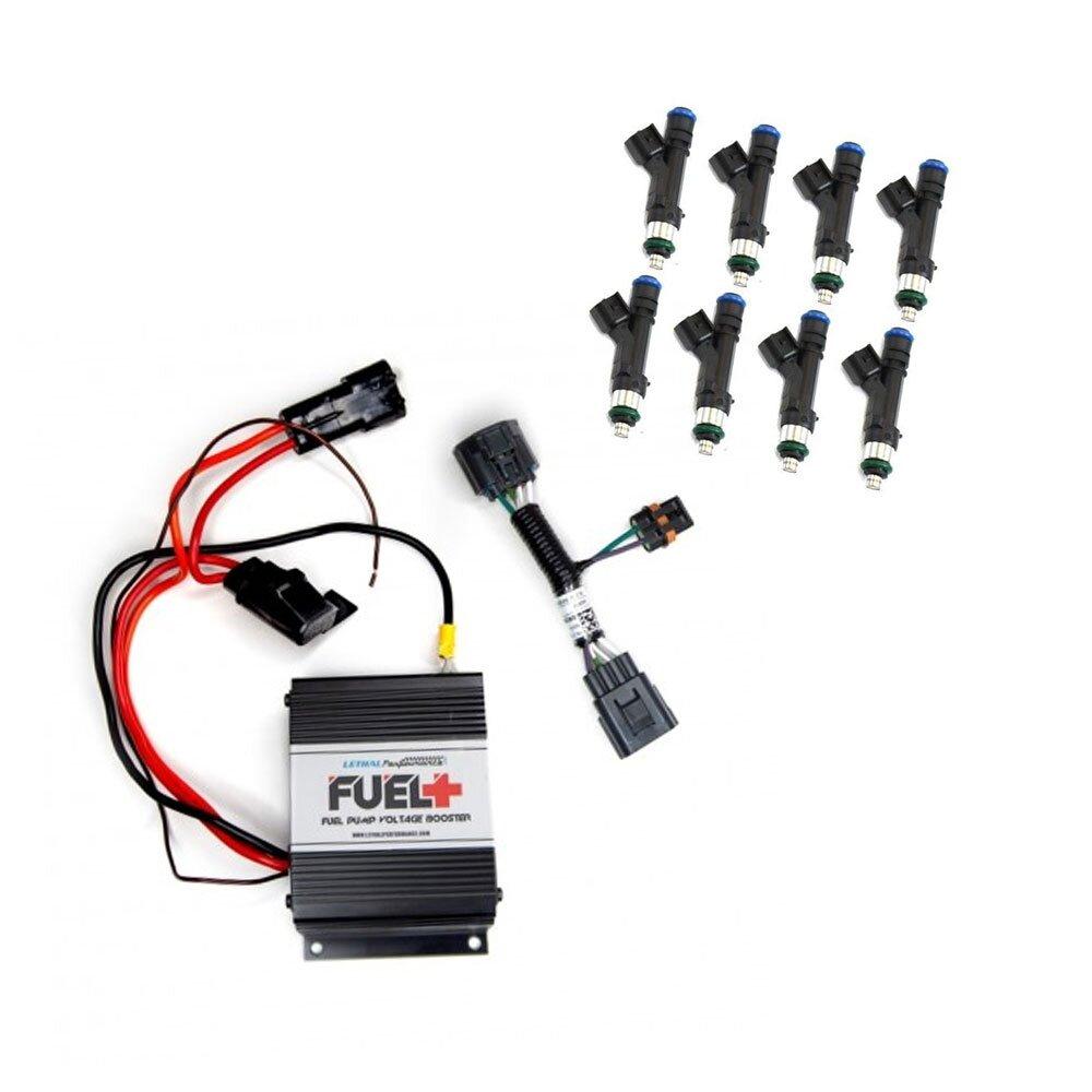 2011-2026 Mustang GT 40amp Plug and Play Fuel+ Pump Voltage Booster and Lethal Performance LP52 52lb Injector Combo