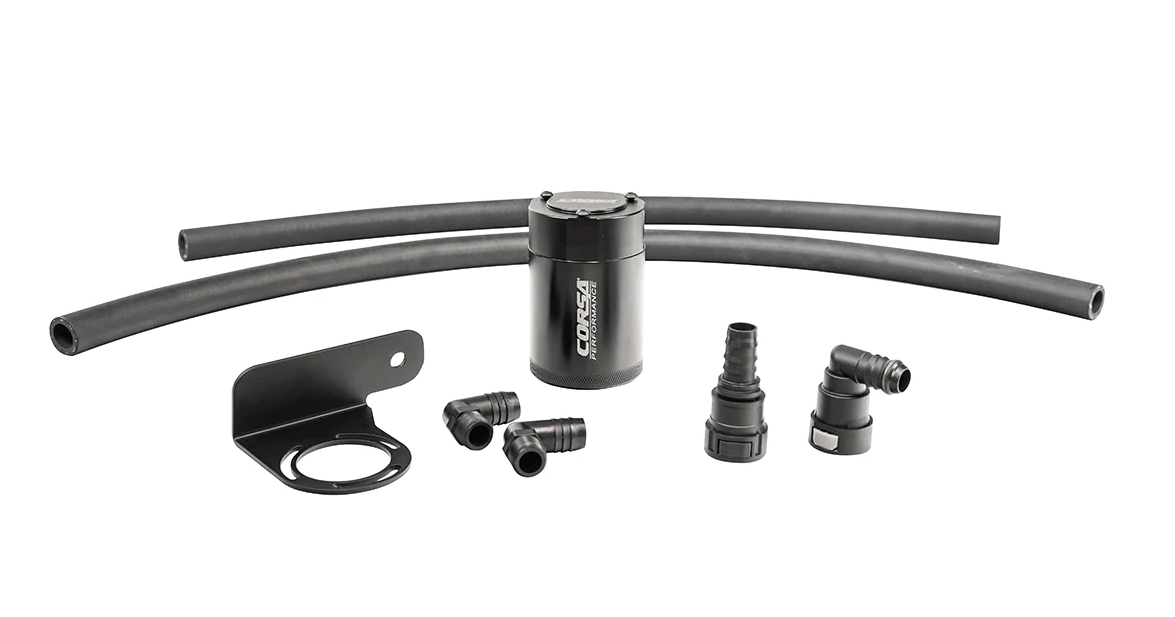 Corsa Performance Aluminum Oil Catch Can w/ Bracket (2015-2022 F-150 5.0L) - CC0009