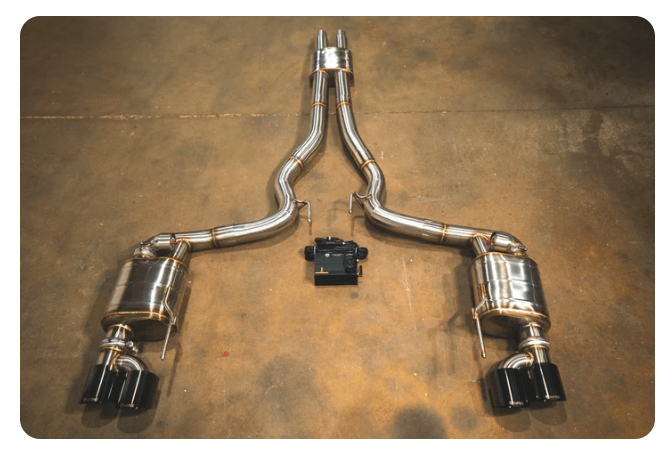 Valvetronic Designs Valved Sport Exhaust System - Dual Black Tips (2026 Mustang GT) - FRD-S650-GT-VSES-BR-DT-BLK