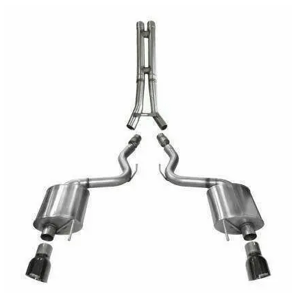 Corsa Performance 3.0" Extreme Cat-Back Exhaust: HH-Pipe with 4.5" Black PVD Straight Cut Dual Tips - (2024-2026 Mustang GT Coupe w/ Non-Active Exhaust) 21253BLK-14502