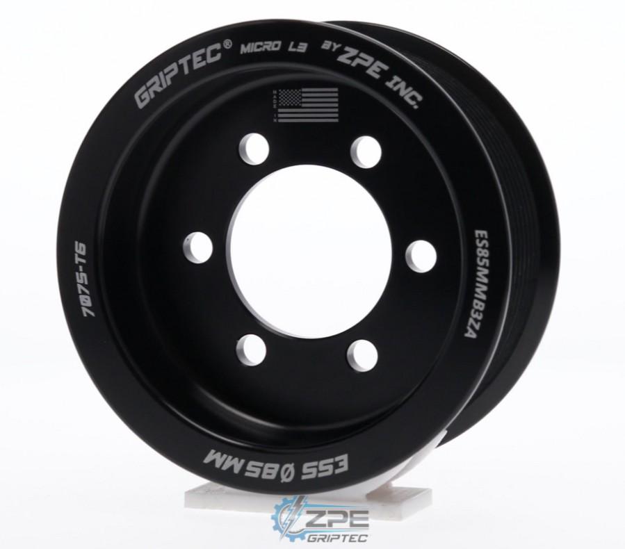 Griptec 100mm 10 Rib ZPE GripTec 2pc ESS L3 Black Pulley Only - ES100MB3ZA