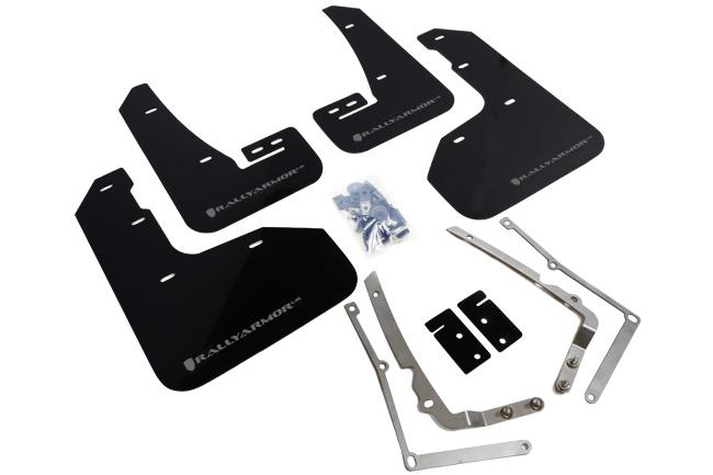 Rally Armor Black Mud Flap/Silver Logo (2015-2019 Golf R) - MF40-UR-BLK/SIL