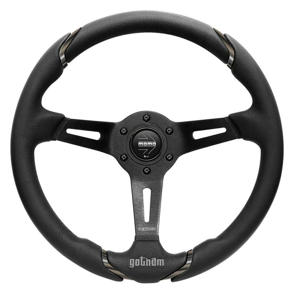 Momo Steering Wheel - Gotham, 350 Diam, 70 Dish, Blk Leather, Blk Spokes - GOT35BK0B