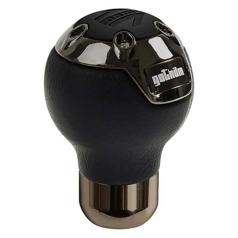Momo Shift Knob - Gotham, Black Leather, Dark Chrome Insert - GOTBK1