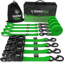 Rhino USA 1.6" X 15' Rhino Usa Heavy Duty Ratchet Tie-Down 4-Pack Green - TD-GC1.6X15-GRN