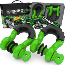 Rhino USA 3/4" D-Ring Shackle Set (2-Pack)(Green) - RNO-GRN-SHACKLES