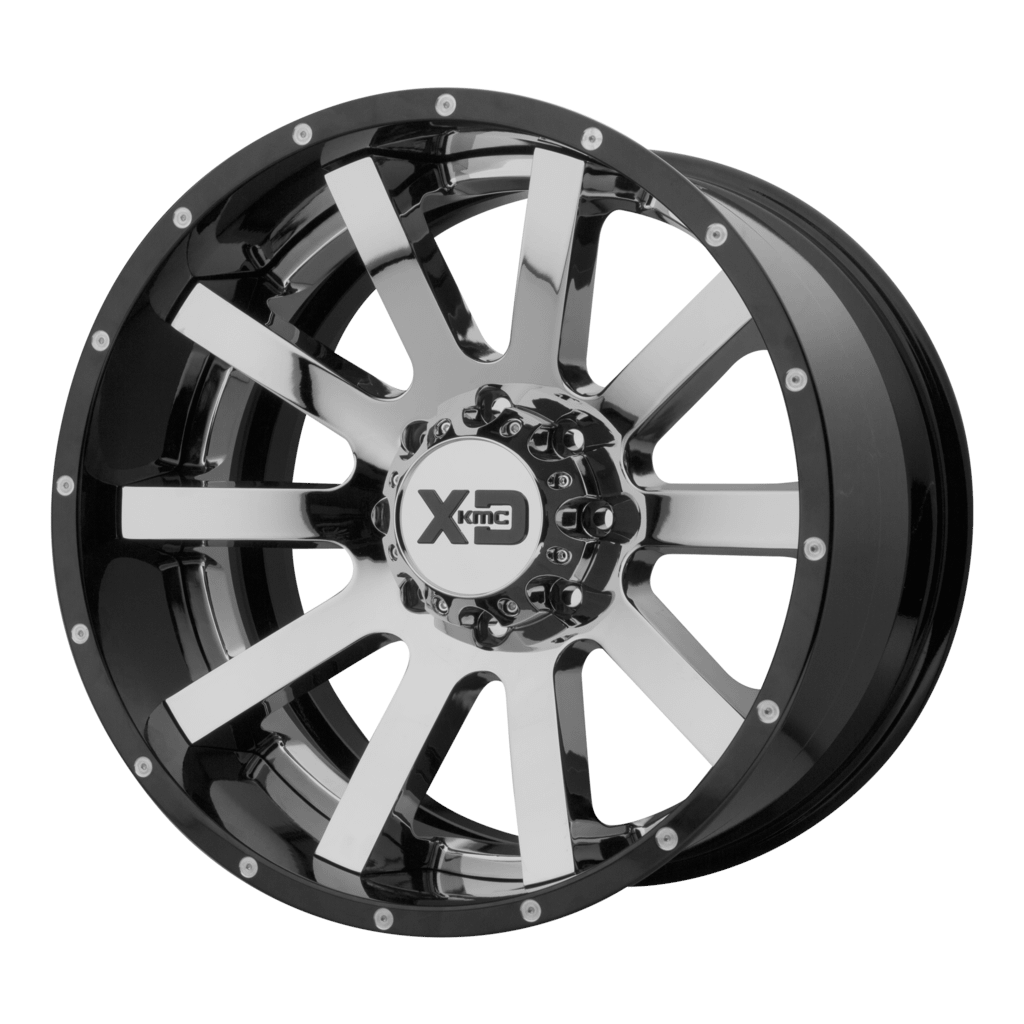 XD Wheels XD200 Heist 20X10 in Chrome Center W/ Gloss Black Milled Lip - 5X5.0 Bolt, -18 Offset - XD200-20105018NCB