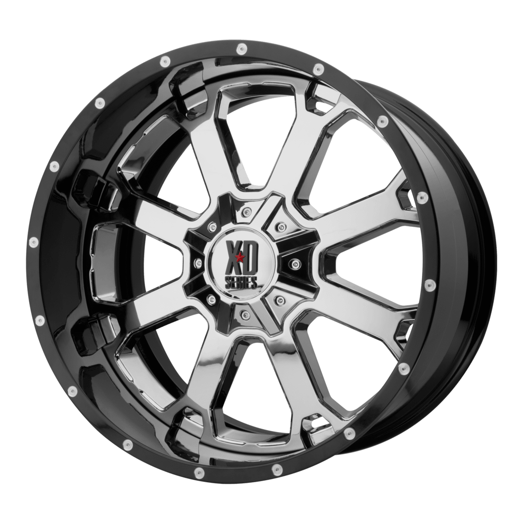 XD Wheels XD202 Buck 25 22X12 in Chrome Center W/ Gloss Black Milled Lip - 5X5.0/5.5 Bolt, -44 Offset - XD202-22123544NCB