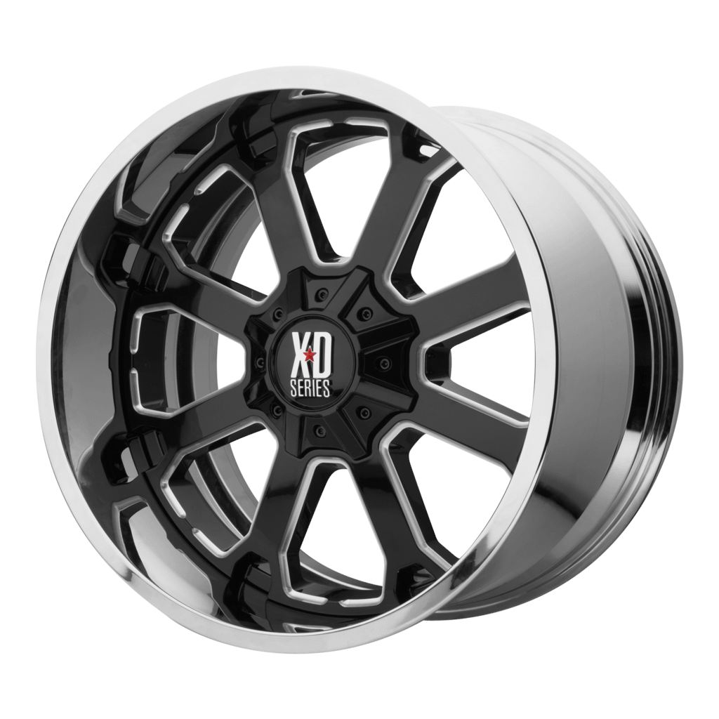 XD Wheels XD202 Buck 25 22X12 in Gloss Black Milled Center W/ Chrome Lip - 6X135/5.5 Bolt, -44 Offset - XD202-22126744NBC