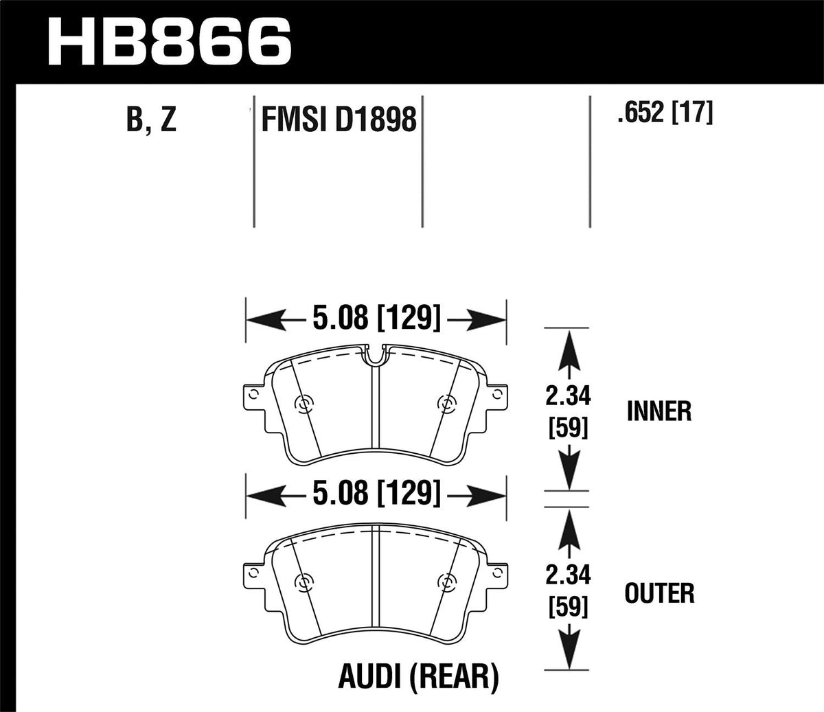 Hawk Street Brake Pads - HB866B.652