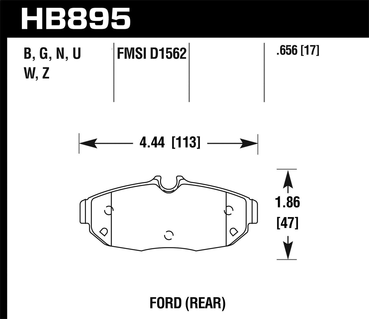 Hawk Street Brake Pads (2012-2014 Mustang) - HB895Z.656