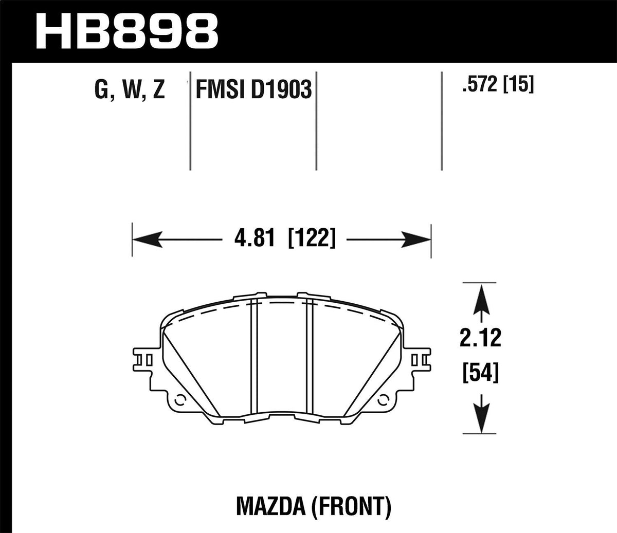 Hawk Street Brake Pads (2017-2017 Fiat 124 Spider,2016-2017 MX-5 Miata) - HB898Z.572