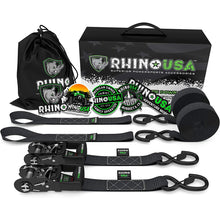 Rhino USA 1.6" X 8' Rhino Usa Heavy Duty Ratchet Tie-Downs 2-Pack (Black) - GRLA-TDWN-SET