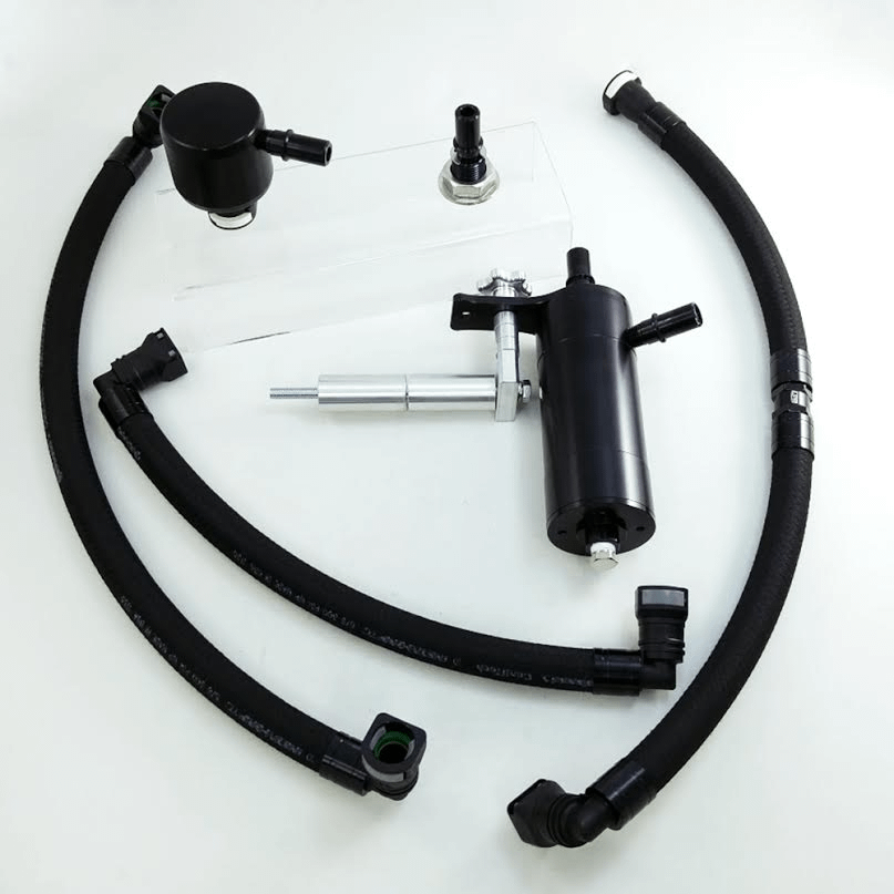 UPR 5030-144-1-CSS 2015-2023 Mustang GT with Hellion Twin Turbo Single Valve Plug-N-Play Catch Can (Black)