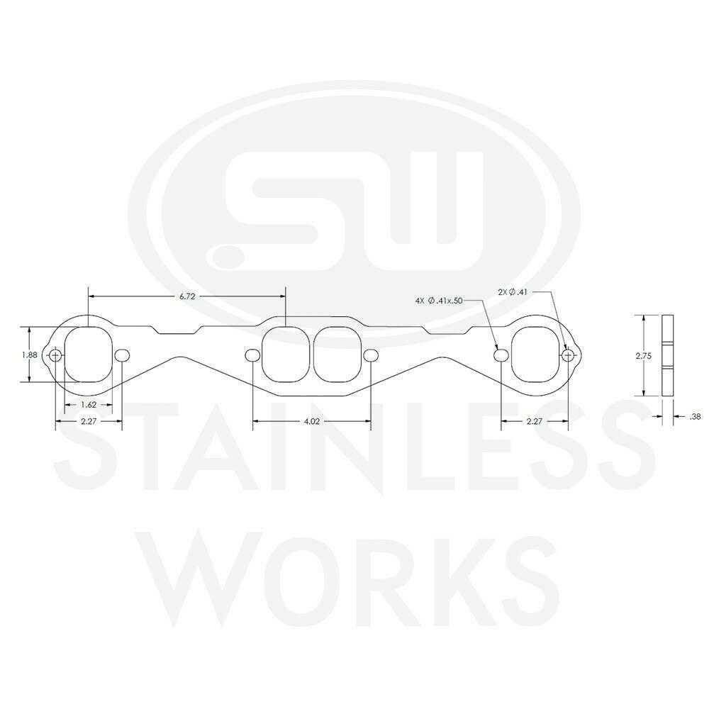 Stainless Works Header Flange SBC 1-7/8" Square Port - HFSBCSQ1875