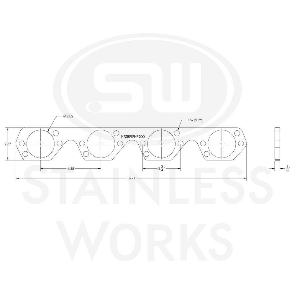 Stainless Works Header Flange SBF 2" Trick Flow High Port - HFSBFTFHP200