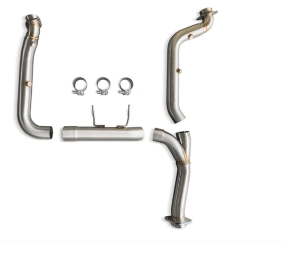 CV Fab Stainless Steel Race Downpipes (2017-2020 Ford F-150 3.5L EcoBoost) - FF351720UNC