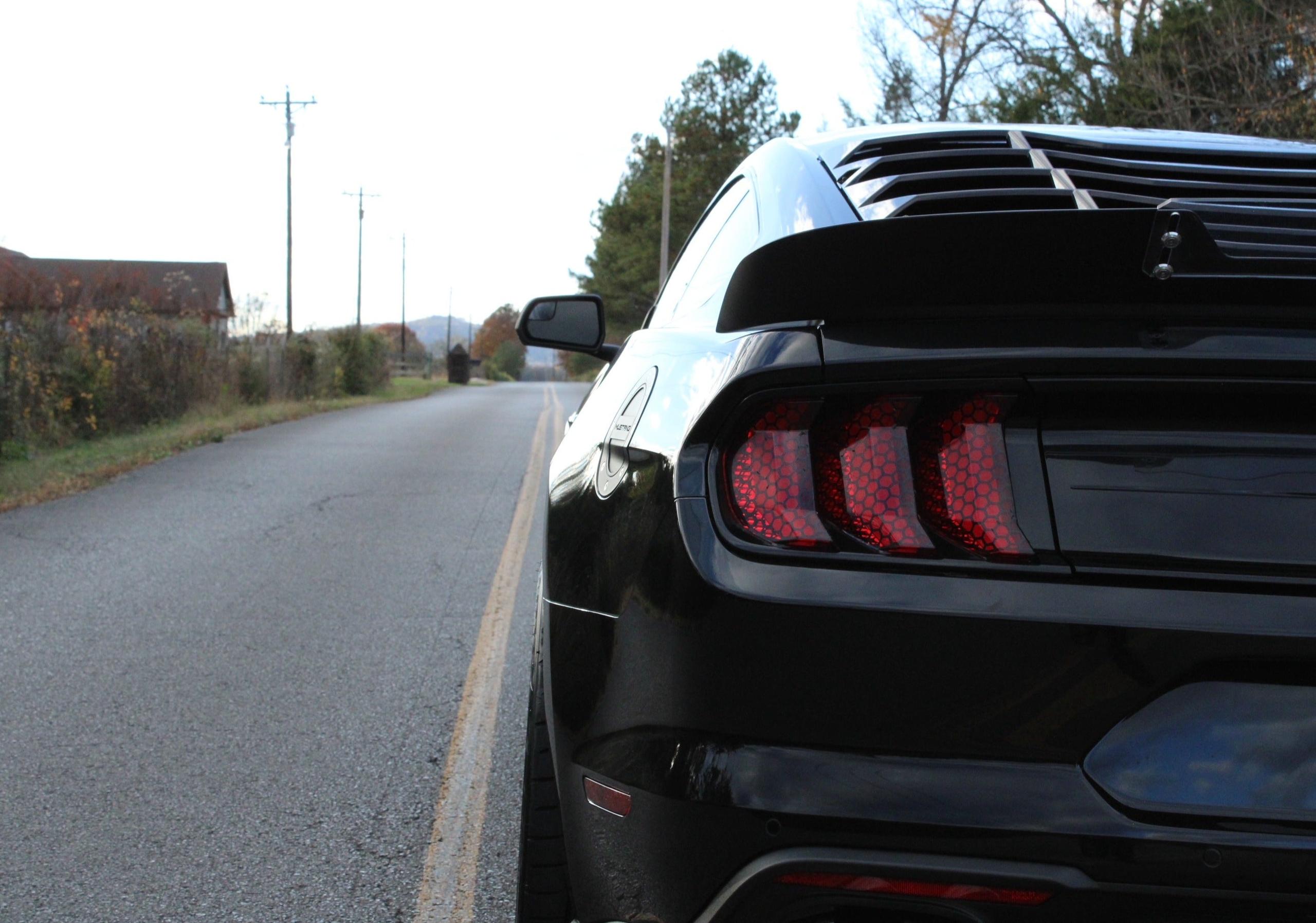Anchor Room Tail Light Honey Comb Vinyl Overlay - (2018-2023 Mustang) - 18FM_HCT