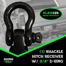 Rhino USA Shackle Hitch Receiver W/ D-Ring (Black) - RSHCK-HTCH
