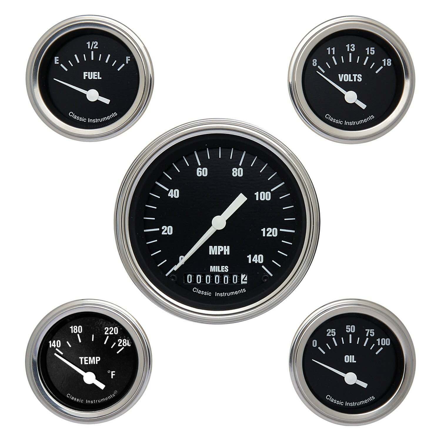 Classic Instruments The Hot Rod Series Five Gauge Package - HR00SLF