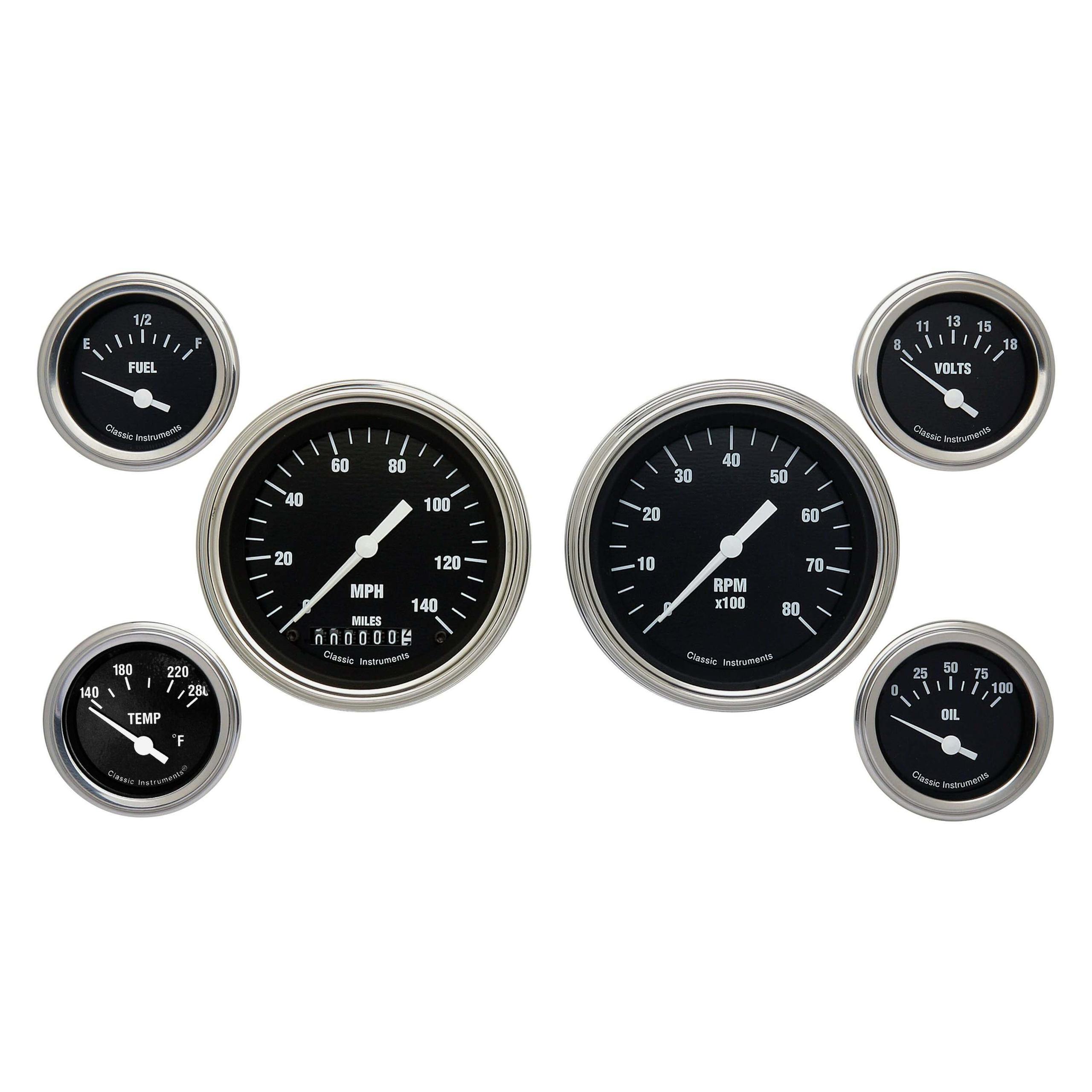 Classic Instruments The Hot Rod Series Six Gauge Package - HR01SLF
