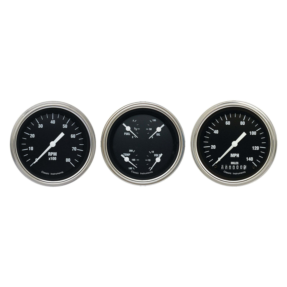 Classic Instruments The Hot Rod Series Three Gauge Package - HR03SLF