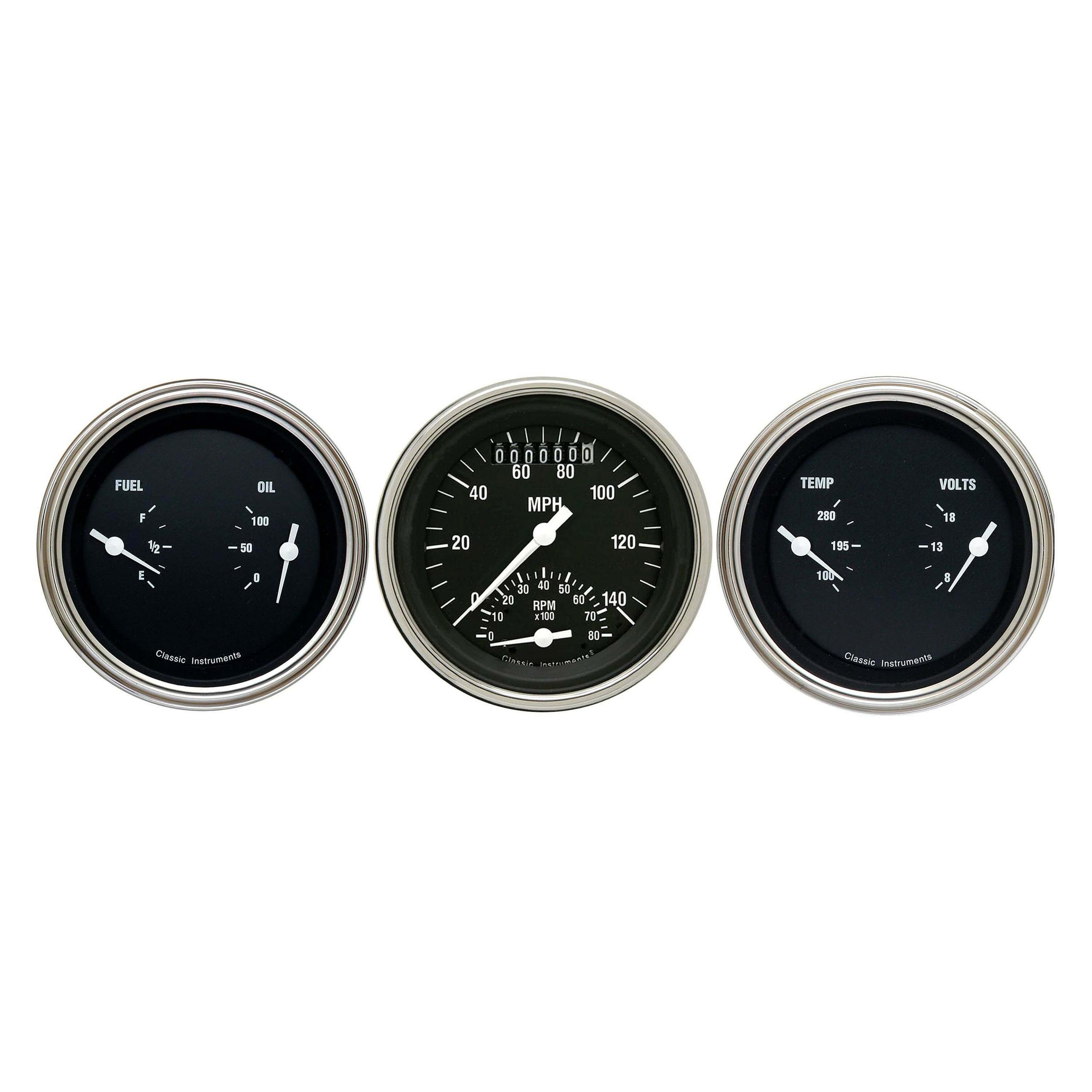 Classic Instruments The Hot Rod Series Three Gauge Package - HR34SLF