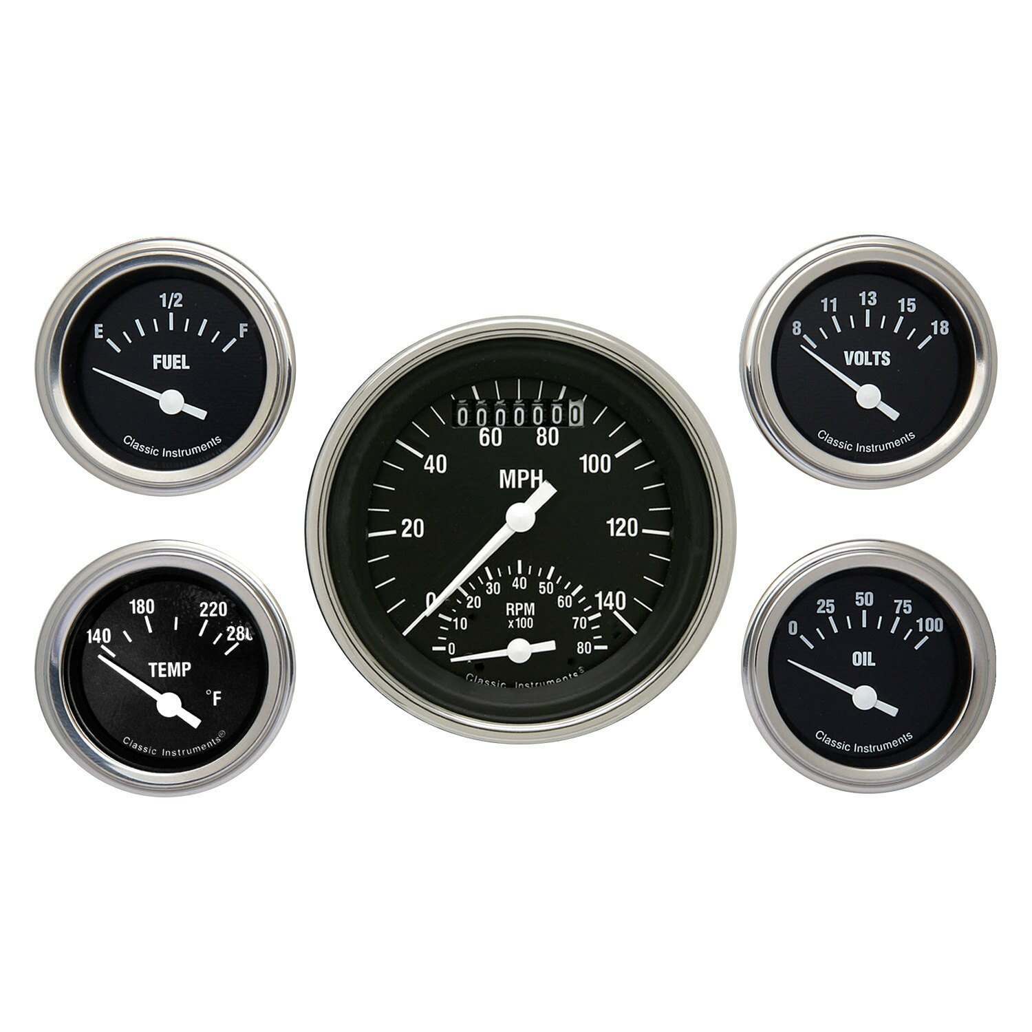 Classic Instruments The Hot Rod Series Five Gauge Package - HR35SLF